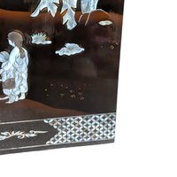 Vintage Vietnamese Mother of Pearl Panel: Torii Gate Lacquerware Wall Art