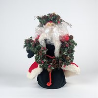 Vintage Santa Tree Topper: Woodland Wreath, Velvet Coat Holiday Decor
