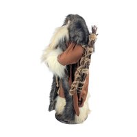 Vintage Woodland Santa Figure: Father Christmas with Faux Fur Coat, Rustic Holiday Decor