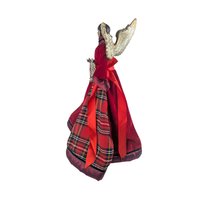 Vintage Black Angel Tree Topper: African American Figure in Red Velvet & Plaid Gown
