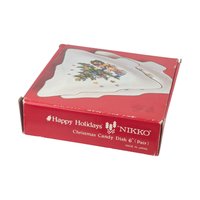 Vintage Nikko 'Happy Holidays' Christmas Tree Dishes: Set of 2, Ceramic Candy Trinket Plates