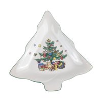 Vintage Nikko 'Happy Holidays' Christmas Tree Dishes: Set of 2, Ceramic Candy Trinket Plates