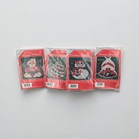 Vintage Christmas Plastic Canvas Kits: Set of 4, Jingles Ornaments & Pins Craft Lot
