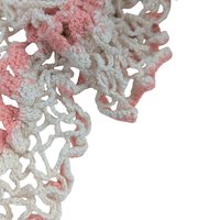 Vintage Crocheted Doily: Large Cream & Pink Hand-Knit Lace Centerpiece