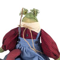 Vintage Fishing Frog Shelf Sitter: Country Folk Art Doll for Cabin Decor