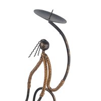 Vintage Figural Metal Candle Holder: Lu Lu Collection Brutalist Art Sculpture