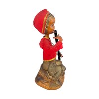 Vintage 1950s Pixie Elf Figurine: Tilso Japan Flute Player Christmas Decor