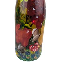 Vintage Painted Wine Bottle: Hand-Painted Fruit Lighted Decor