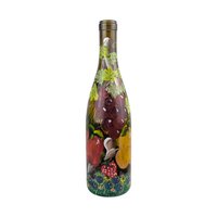Vintage Painted Wine Bottle: Hand-Painted Fruit Lighted Decor