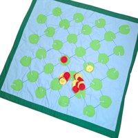 Vintage Handmade Fabric Game: Quilted Frog & Lily Pad Checkerboard