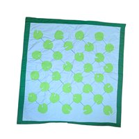 Vintage Handmade Fabric Game: Quilted Frog & Lily Pad Checkerboard