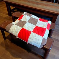 Vintage Checkerboard Quilt: Handmade Patchwork Tied Throw Blanket