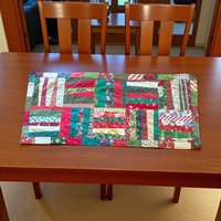 Vintage Quilted Table Runner: Handmade Patchwork Christmas Decor