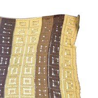 Vintage Crochet Afghan: Handmade Yellow and Brown Striped Blanket
