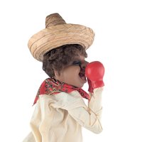 Vintage Punching Boxer Puppet: Mechanical Hand Toy with Sombrero