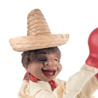 Vintage Punching Boxer Puppet: Mechanical Hand Toy with Sombrero