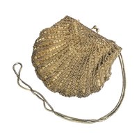 Vintage Gold Beaded Shell Purse: Art Deco Style Evening Bag Clutch