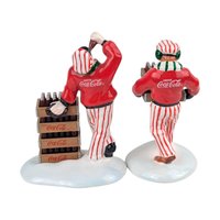 Vintage 1994 Dept 56 Coca-Cola Delivery Men: Set of 2 Ceramic Village Figurines