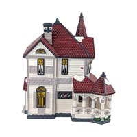 Vintage 1990 Dept 56 Queen Anne Victorian: Lighted Snow Village House