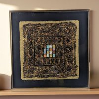 Vintage 2000 Barbara DeVault Mixed Media Art: Handmade Paper Wall Decor