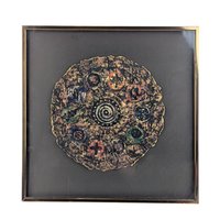 Vintage 1997 Barbara DeVault "Decadisk": Textured Mixed Media Wall Art