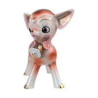 Vintage Japan Ceramic Deer Figurine: Mid-Century Kitsch Fawn with Bell