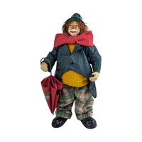 Vintage Clothtique Clown Figure: Possible Dreams Hobo Clown with Umbrella, 10.5" Figurine
