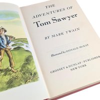 Vintage 1940s Tom Sawyer & Huckleberry Finn: Mark Twain Illustrated Book Set