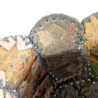 Vintage Stitched Card Vase: Laced Greeting Card Folk Art Decor
