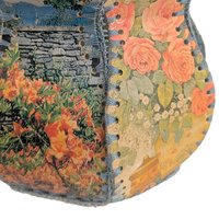 Vintage Stitched Card Vase: Laced Greeting Card Folk Art Decor