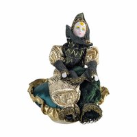 Vintage 1980s Harlequin Jester Doll: Porcelain Musical Box Collectible