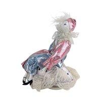 Vintage 1980s Pierrot Doll: Porcelain Musical Box in Pink and Blue