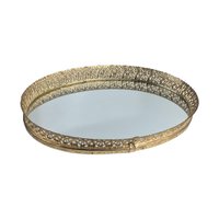 Vintage Mid Century Mirrored Tray: Ornate Gold Filigree Perfume Vanity
