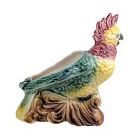 Vintage Mid Century Parrot Planter: Ceramic Cockatoo Indoor Flower Pot