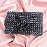 Vintage Barbara Lee Beaded Black Bag: Formal Evening Clutch Purse