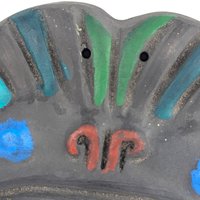 Vintage Hand Painted Clay Mask: Tribal Style Folk Art Wall Hanging
