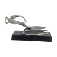 Vintage 1982 Chrysler Hood Ornament: Franklin Mint Pewter Leaping Gazelle Sculpture