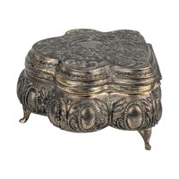 Vintage Ornate Jewelry Box: Rococo Style Footed Trinket Casket