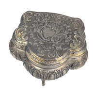 Vintage Ornate Jewelry Box: Rococo Style Footed Trinket Casket