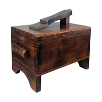 Vintage 1950s Merchants Box Co. Shoe Shine Kit: Wooden Valet Stand Footstool