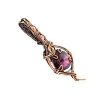 Copper Wire Wrapped Pendant: Purple Rivoli Crystal Charm, Handmade Artisan Jewelry