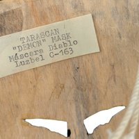 Vintage 1980s Tarascan Devil Mask: Mexican Folk Art Hand Carved Wood Diablo