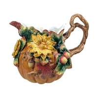 Vintage 1991 Fitz and Floyd Autumn Splendor Pitcher: Ceramic Pumpkin Vase