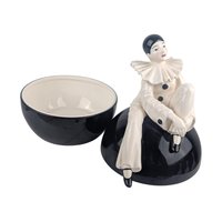 Vintage Pierrot Clown Lidded Bowl: Taste Setter by Sigma, Ceramic Trinket Jar