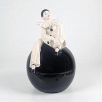 Vintage Pierrot Clown Lidded Bowl: Taste Setter by Sigma, Ceramic Trinket Jar