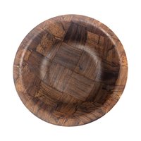 Vintage Woven Wood Salad Bowl Set: Mid Century Style Serving Bowls, Set of 4
