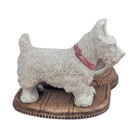 Vintage Burwood Scottie Dog Ashtray: Westie Terrier Trinket Dish with Glass Insert