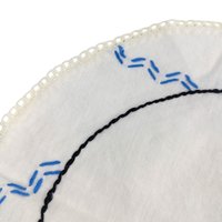 Vintage Embroidered Doilies: Set of Two Floral Linens with Crochet Edge