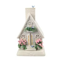 Vintage 2002 The Easter Chapel Tealight: Department 56 Bisque Porcelain Decor