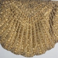 Vintage Gold Beaded Shell Purse: Art Deco Style Evening Bag Clutch